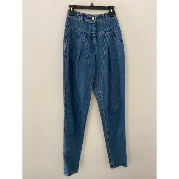 Michael Kors Collection Tapered Y2K 90s Style Front Pleated Blue Jeans Denim 0 - Picture 1 of 11